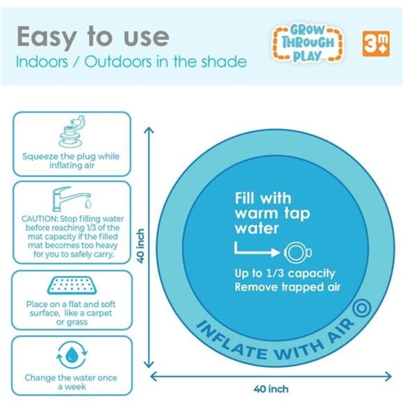 Multistage Tummy Time Water Mat, Premium Inflatable Activity Center Sensory Toy - Picture 5 of 6